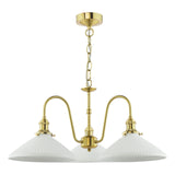 Hadano 3 Light Pendant Natural Brass and White
