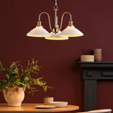 Hadano 3 Light Pendant Natural Brass and White