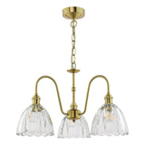 Hadano 3 Light Pendant Natural Brass and Glass