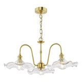 Hadano 3 Light Pendant Natural Brass and Glass