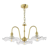 Hadano 3 Light Pendant Natural Brass and Glass