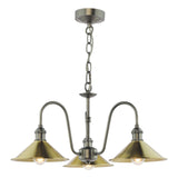 Hadano 3 Light Pendant Antique Chrome and Aged Brass