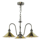 Hadano 3 Light Pendant Antique Chrome and Aged Brass