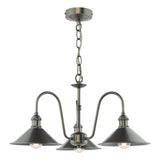 Hadano 3 Light Pendant Antique Chrome and Antique Pewter