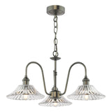 Hadano 3 Light Pendant Antique Chrome and Glass