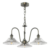 Hadano 3 Light Pendant Antique Chrome and Glass