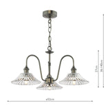 Hadano 3 Light Pendant Antique Chrome and Glass