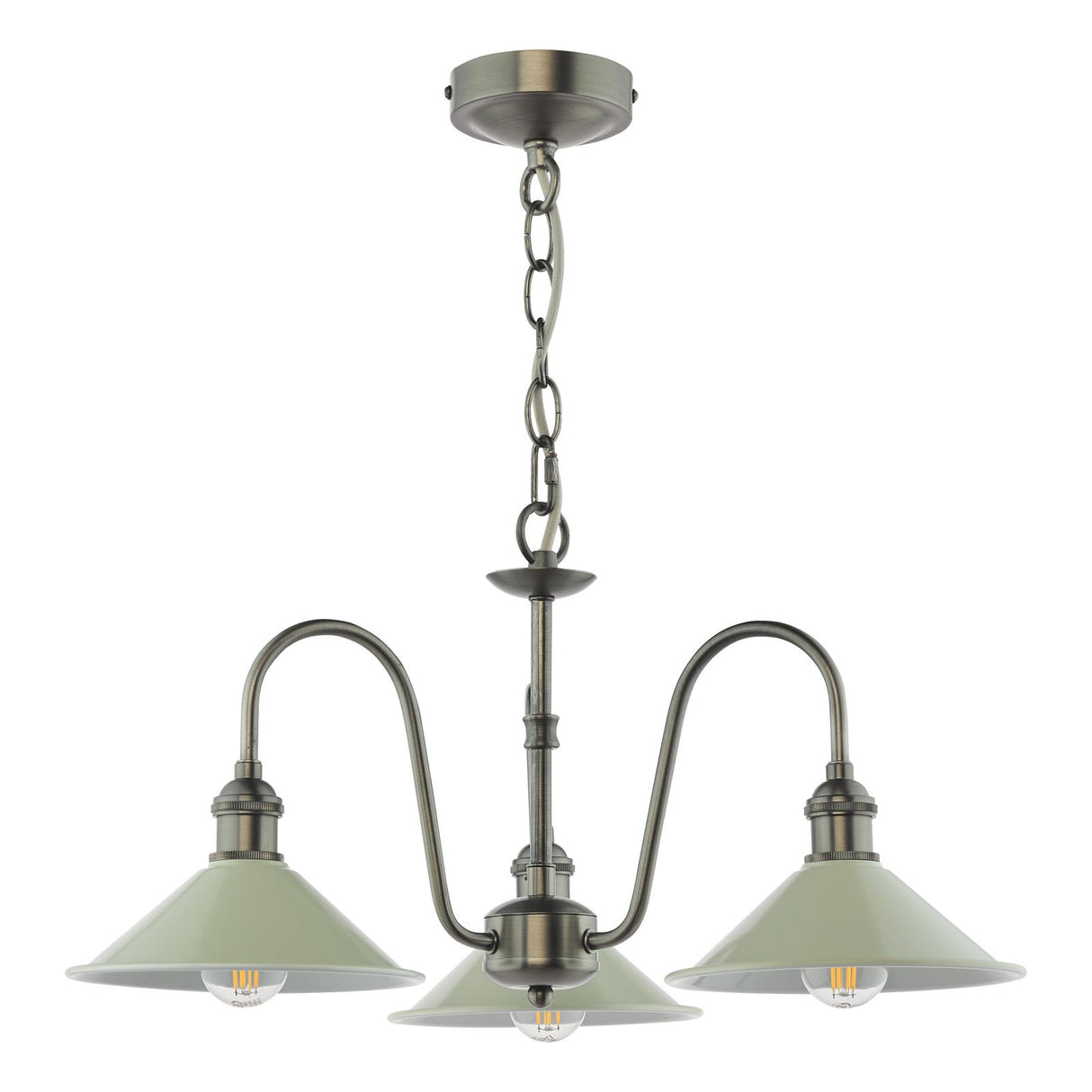 Hadano 3 Light Pendant Antique Chrome and Matt Taupe