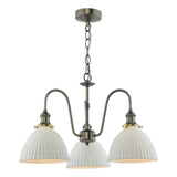 Hadano 3 Light Pendant Antique Chrome and White