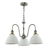 Hadano 3 Light Pendant Antique Chrome and White