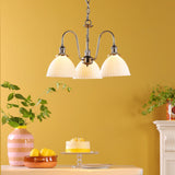 Hadano 3 Light Pendant Antique Chrome and White