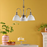 Hadano 3 Light Pendant Antique Chrome and White