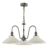 Hadano 3 Light Pendant Antique Chrome and White