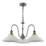 Hadano 3 Light Pendant Antique Chrome and White