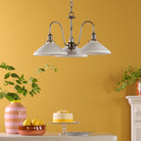 Hadano 3 Light Pendant Antique Chrome and White