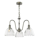 Hadano 3 Light Pendant Antique Chrome and Glass