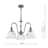 Hadano 3 Light Pendant Antique Chrome and Glass