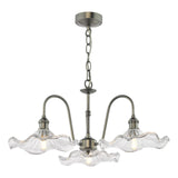 Hadano 3 Light Pendant Antique Chrome and Glass