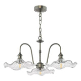 Hadano 3 Light Pendant Antique Chrome and Glass