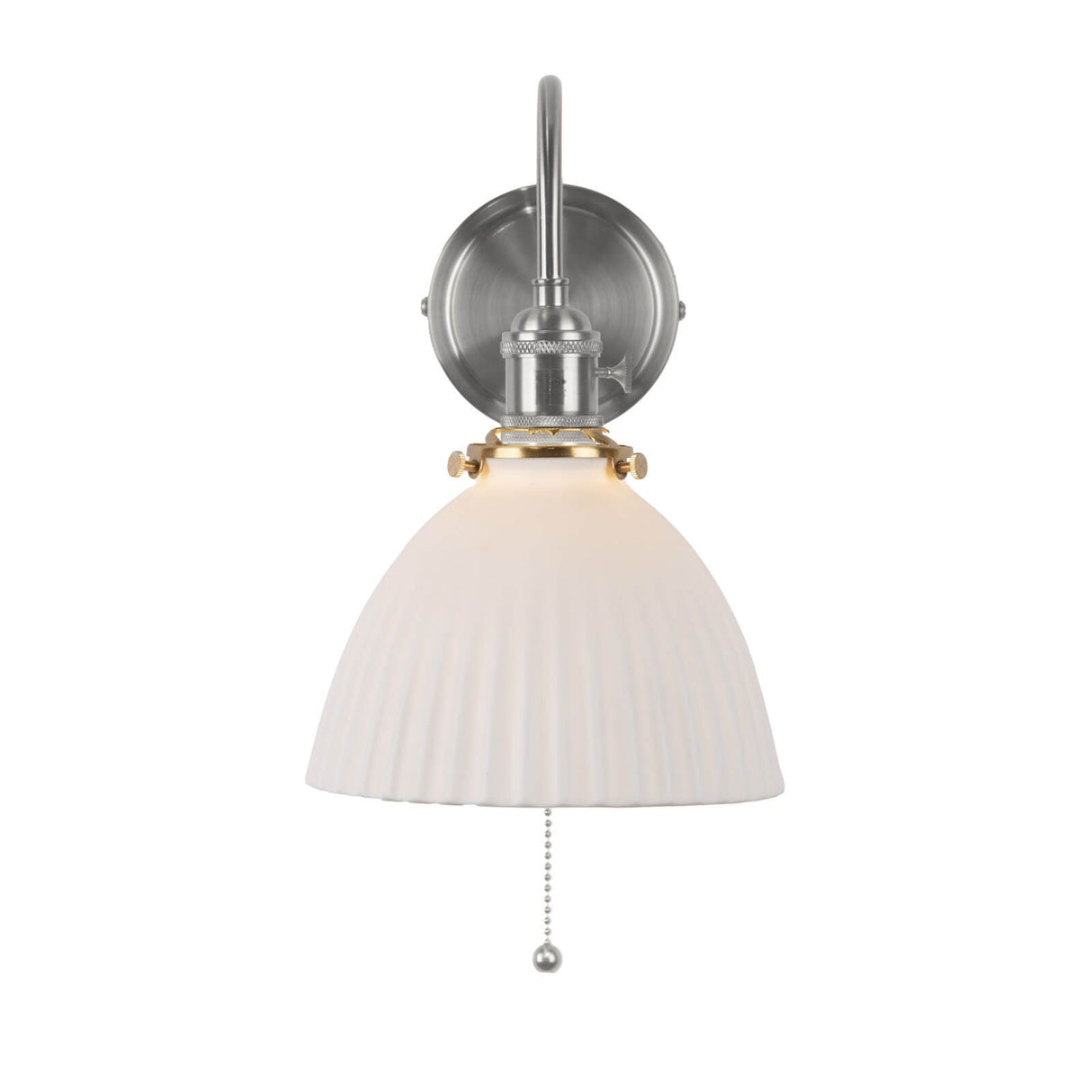 Hadano Wall Light Antique Chrome & Ceramic Domed Shade