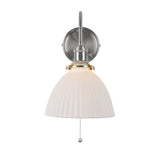 Hadano Wall Light Antique Chrome & Ceramic Domed Shade