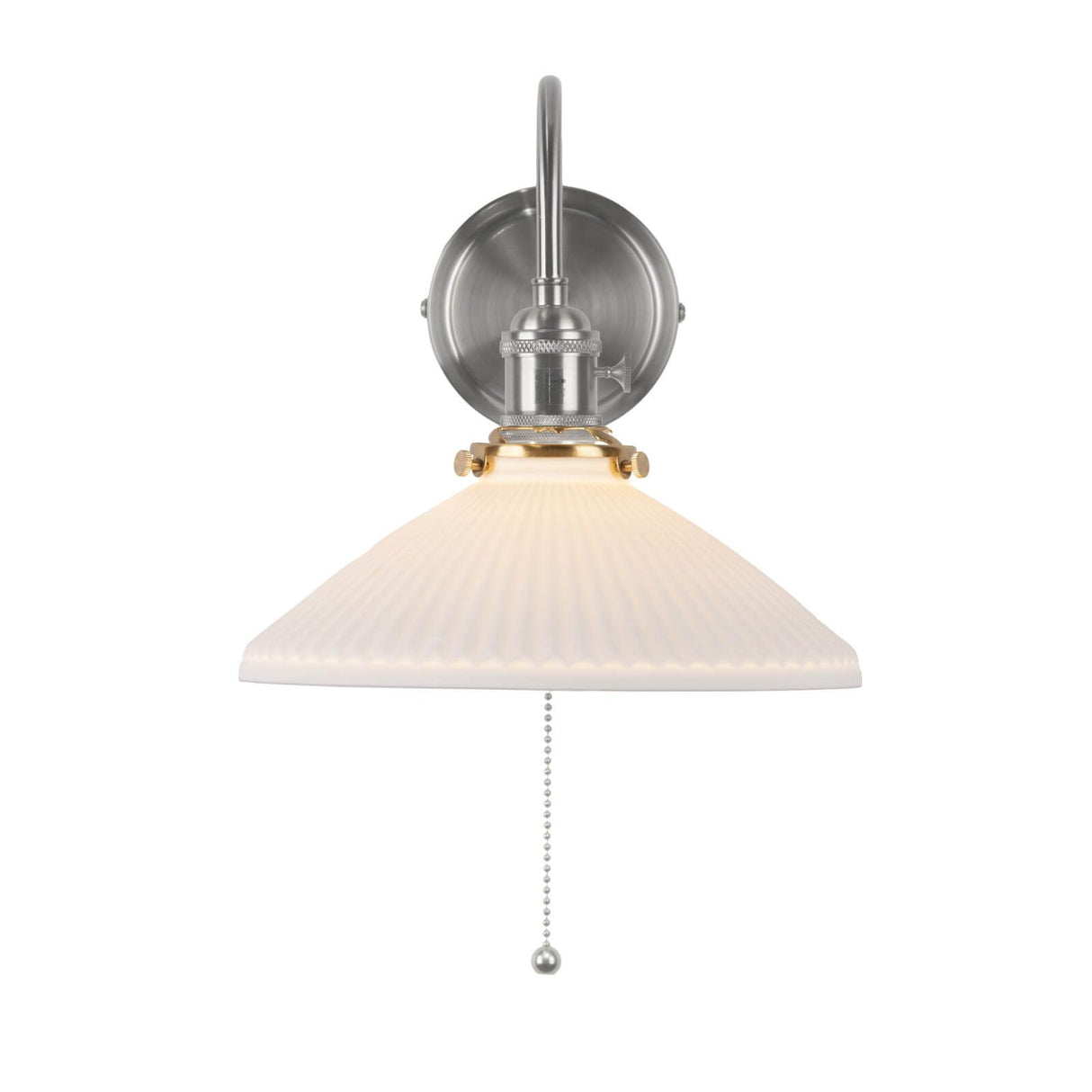Hadano Wall Light Antique Chrome & Ceramic Shallow Shade