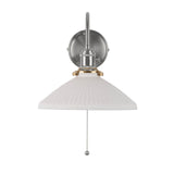 Hadano Wall Light Antique Chrome & Ceramic Shallow Shade