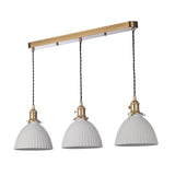 Hadano 3 Light Bar Pendant Natural Brass & Ceramic Domed Shade