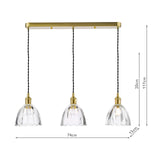 Hadano 3 Light Bar Pendant Natural Brass and Scalloped Bell Glass