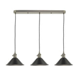 Hadano 3 Light Antique Chrome Suspension With Antique Petwer Shades