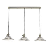 Hadano 3 Light Antique Chrome Suspension With Flared Glass Shades