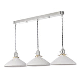 Hadano 3 Light Bar Pendant Antique Chrome & Ceramic Shallow Shade