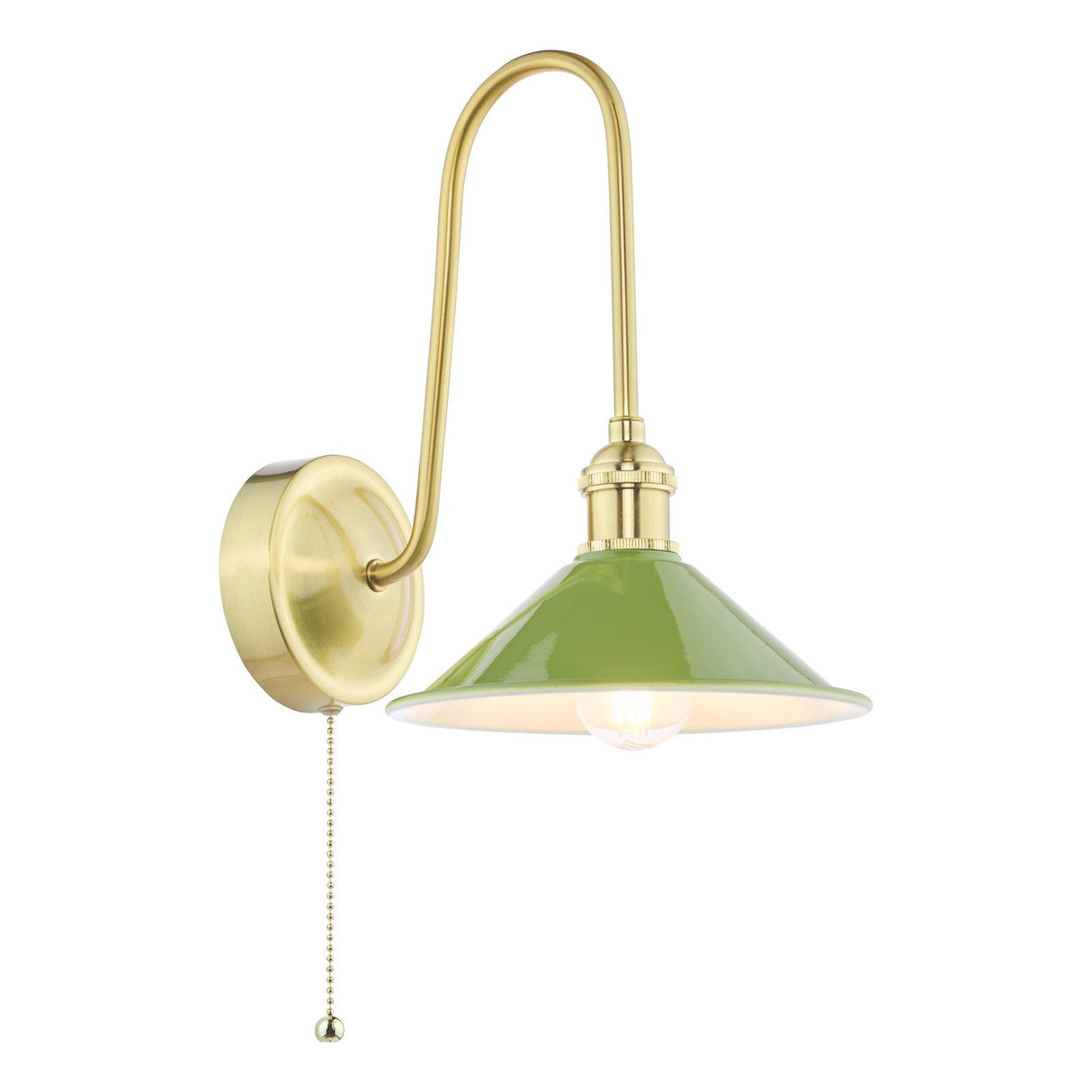 Hadano Wall Light Natural Brass and Matt Green