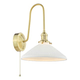Hadano Wall Light Natural Brass and White