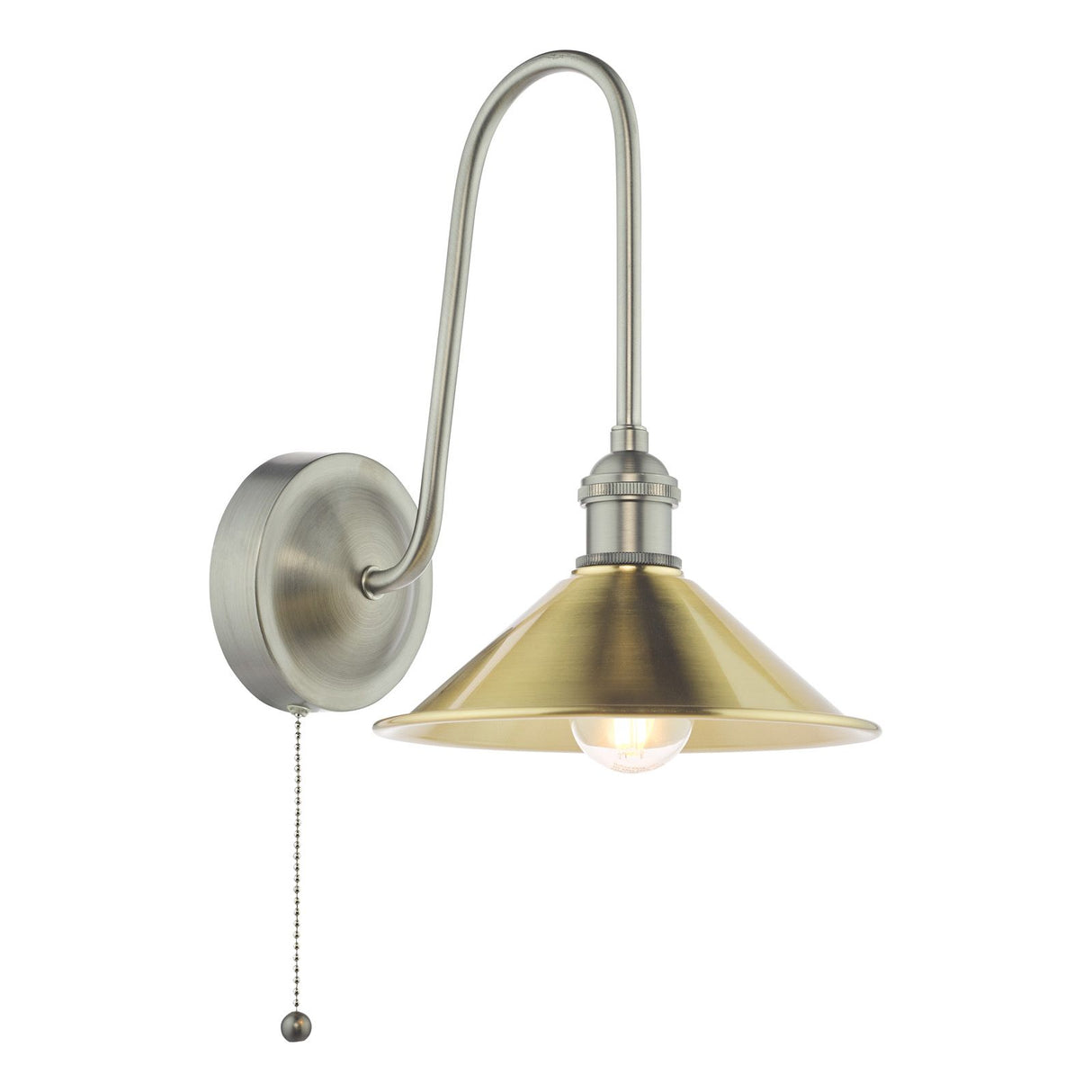 Hadano Wall Light Antique Chrome and Aged Brass
