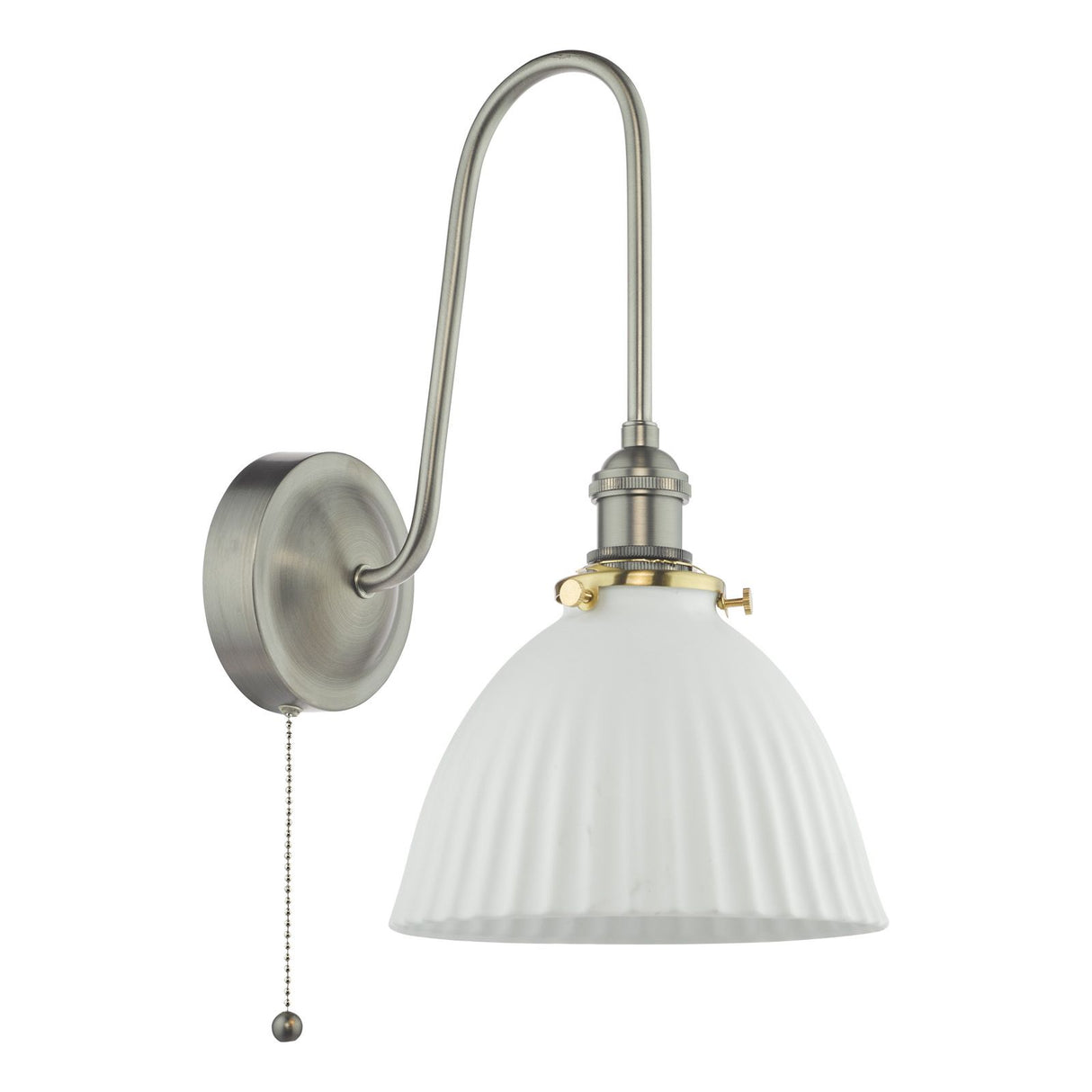 Hadano Wall Light Antique Chrome and White
