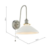 Hadano Wall Light Antique Chrome and White