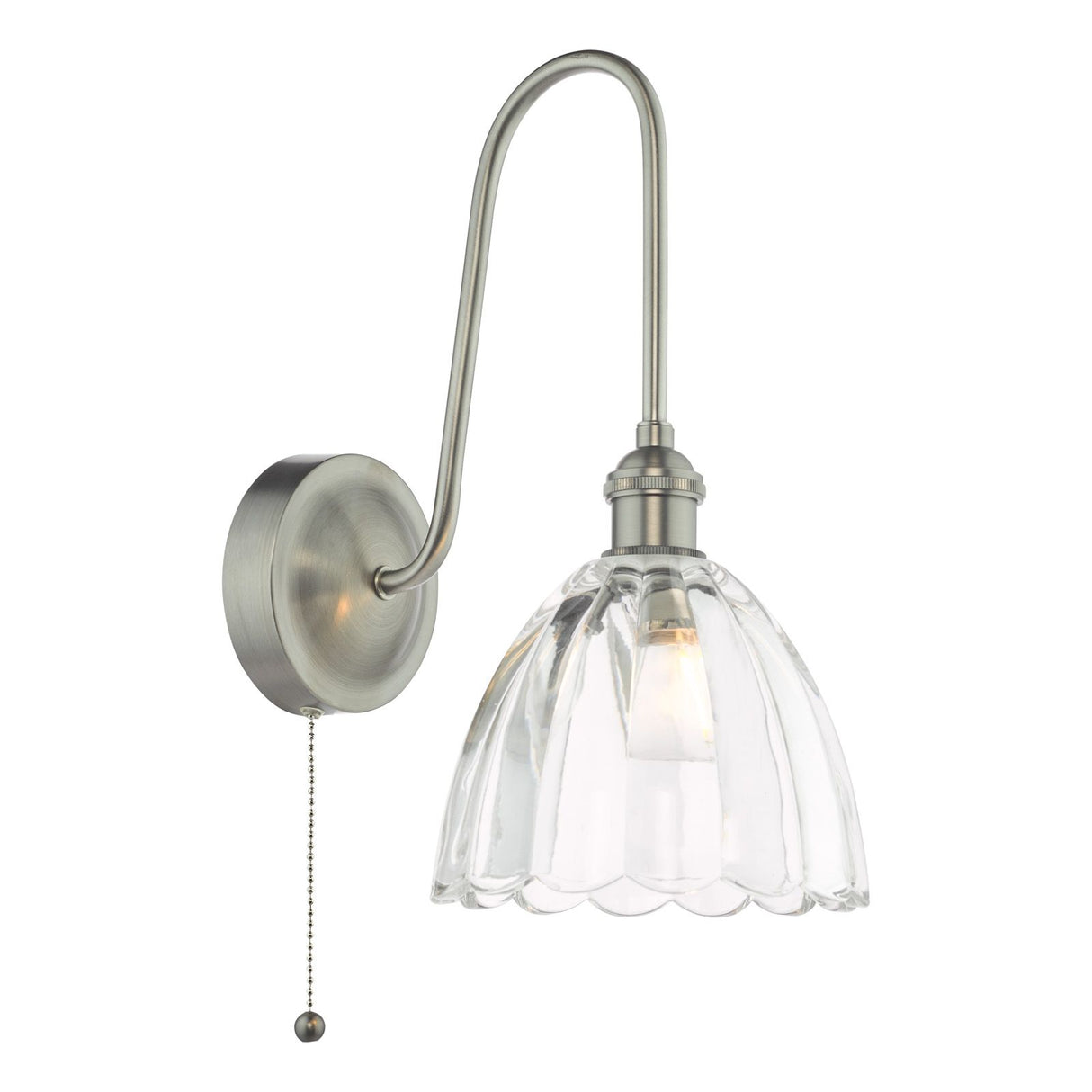 Hadano Wall Light Antique Chrome and Glass