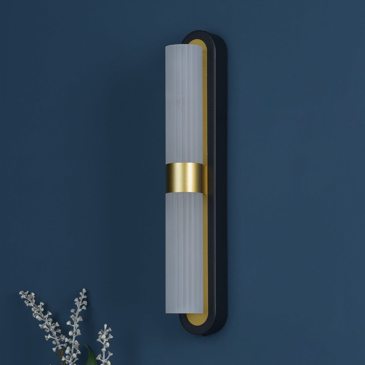 Hessel 2 Light Wall Light Matt Black and Satin Gold LED