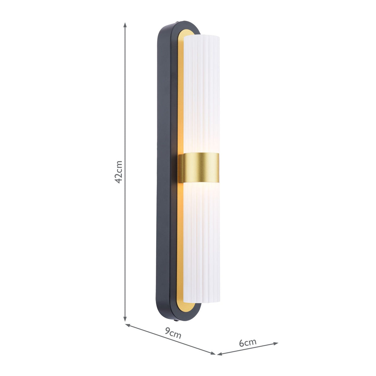Hessel 2 Light Wall Light Matt Black and Satin Gold LED