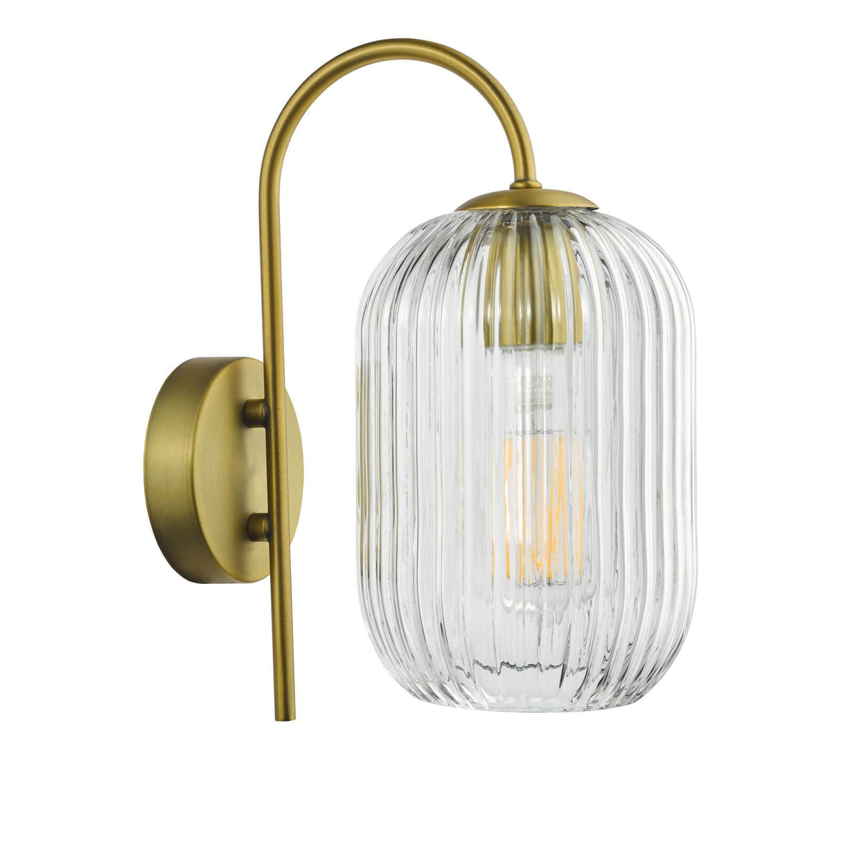 Idra Wall Light Aged Bronze and Pink Ribbed Glass