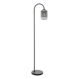 Idra Floor Lamp Matt Black and Smoked Ribbed Glass