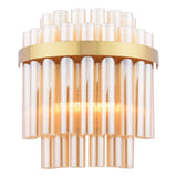 Imani 2 Light Wall Light Natural Brass and Champagne Glass