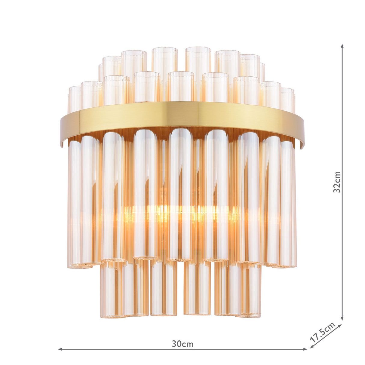Imani 2 Light Wall Light Natural Brass and Champagne Glass