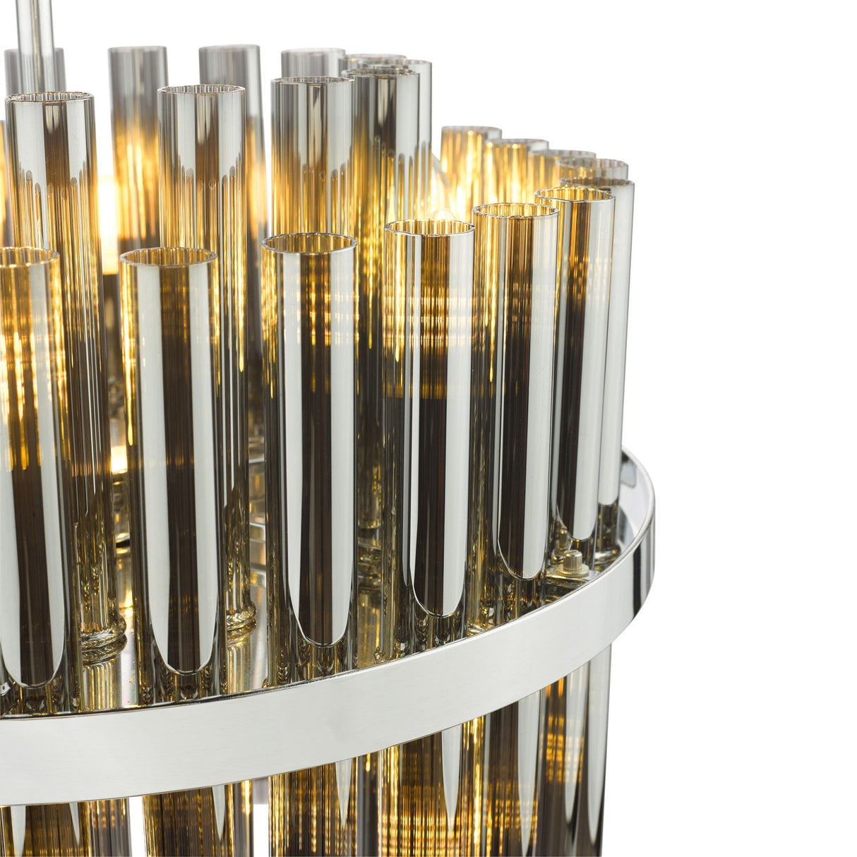 Imani 12 Light Pendant Polished Chrome and Smoked Ribbed Glass