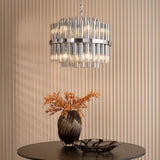Imani 12 Light Pendant Polished Chrome and Smoked Ribbed Glass