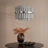 Imani 12 Light Pendant Polished Chrome and Smoked Ribbed Glass