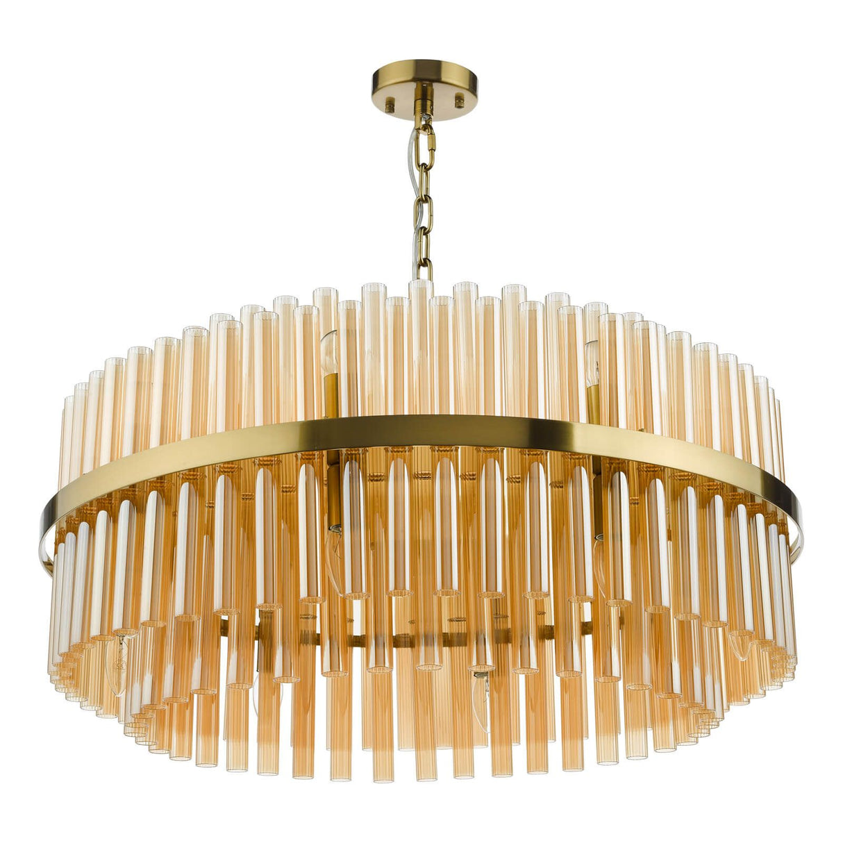 Imani 16 Light Pendant Natural Brass and Champagne Glass