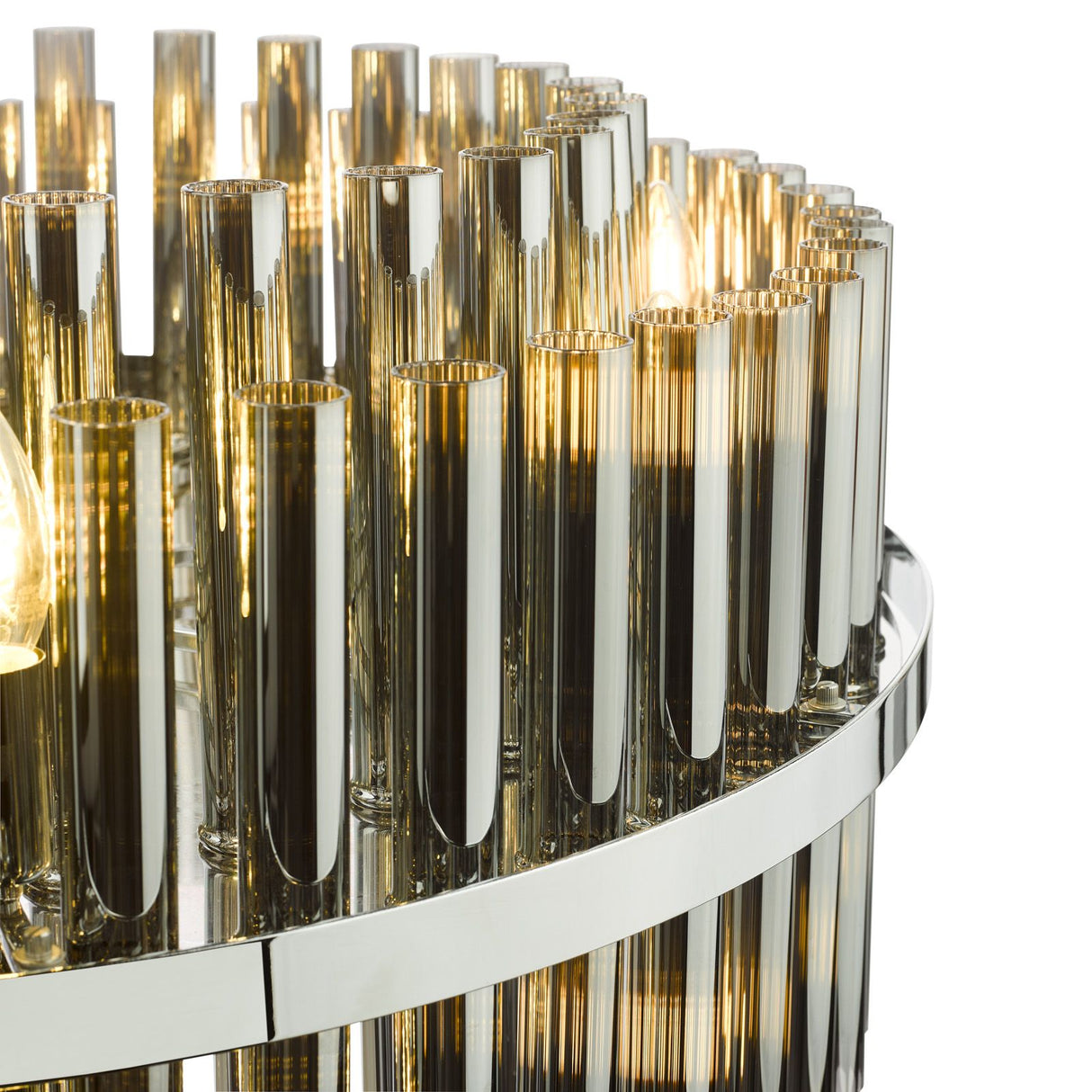Imani 16 Light Pendant Polished Chrome and Smoked Ribbed Glass