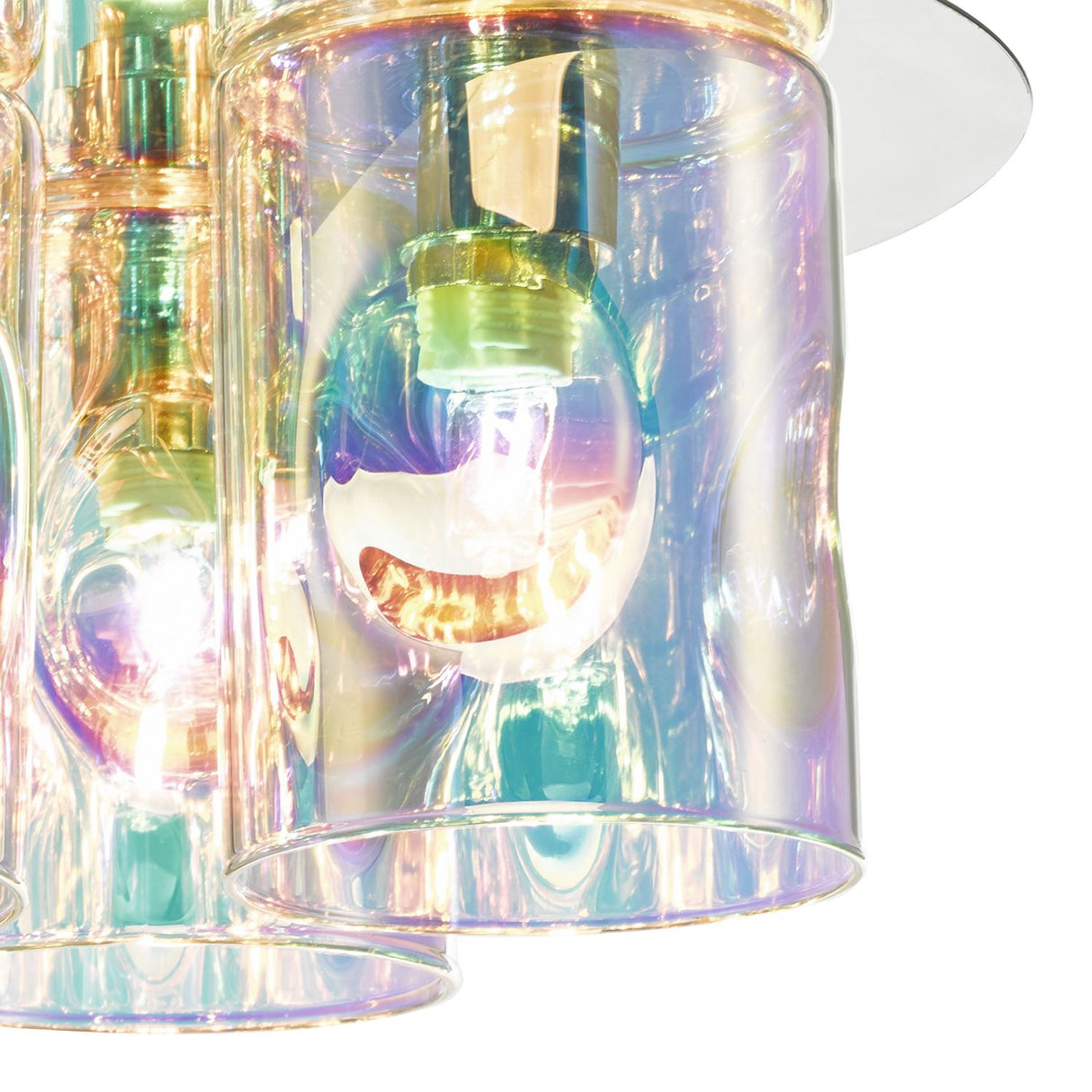 Inter 3 Light Flush Pol Chrome & Iridised Glass